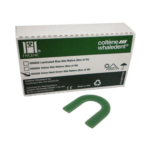 Coltene Whaledent H03365 Hygenic U-Shaped Bite Wafers Extra Hard Green 36/Pk Coltene Whaledent H03365 Hygenic U-Shaped Bite Wafers Extra Hard Green 36/Pk